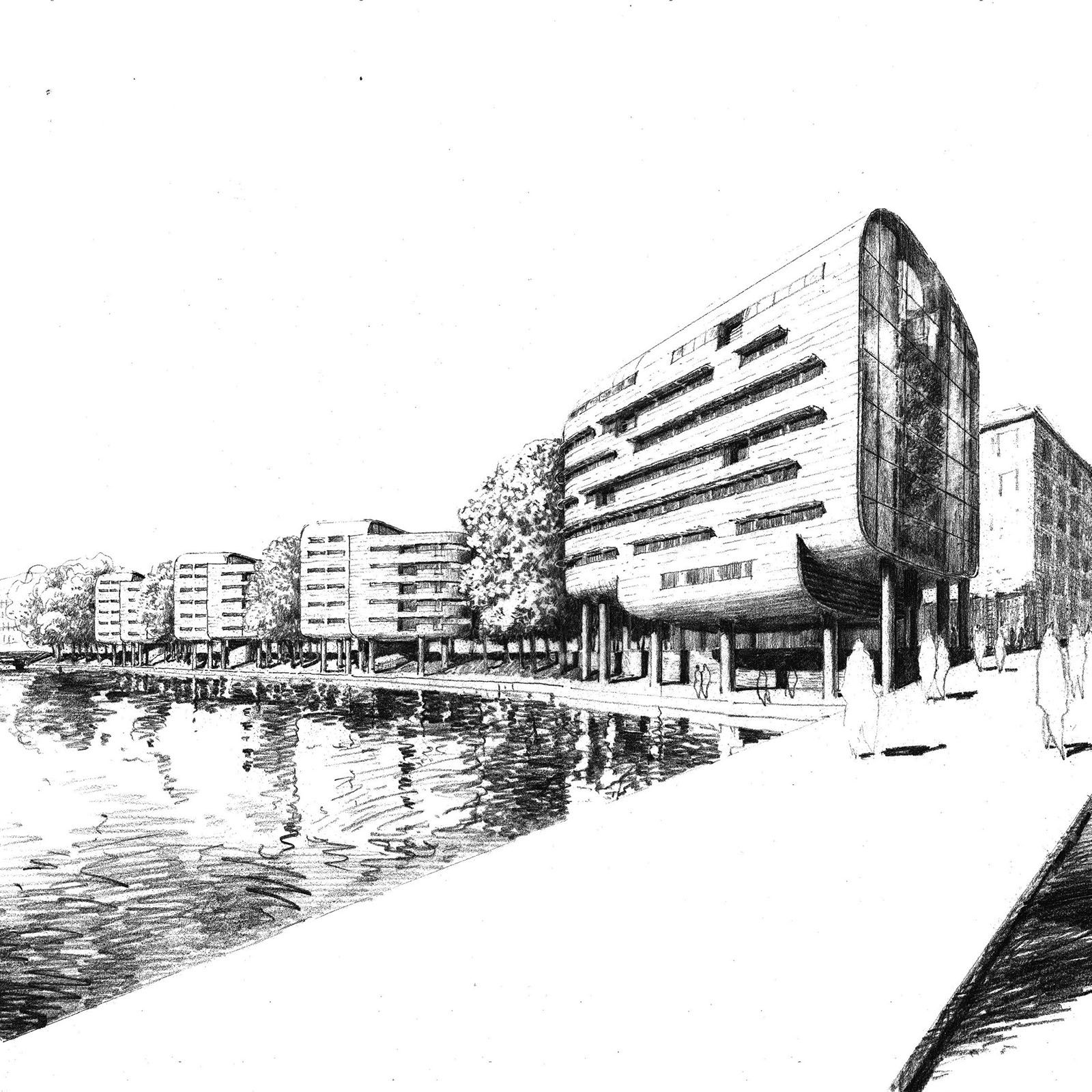 Wohnen und Arbeiten am Alsterfleet, Hamburg 1997 (2.Preis)